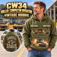Personalized CW34 Pneumatic Roller Operator Vintage Hoodie in Military Green, front and back artwork with YOUR NAME and SINCE 2000 sample text.