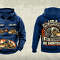 Personalized 826 Landfill Compactor Operator Vintage Hoodie in dark-blue, front and back artwork with YOUR NAME and SINCE 2000 sample text.