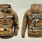 Personalized 836 Landfill Compactor Operator Vintage Hoodie in kaki, front and back artwork with YOUR NAME and SINCE 2000 sample text.