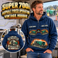 Personalized SUPER 700i Asphalt Paver Operator Vintage Hoodie in Dark Blue, front and back artwork with YOUR NAME and SINCE 2000 sample text.