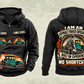 Personalized SUPER 1700-3i Asphalt Paver Operator Vintage Hoodie in black, front and back artwork with YOUR NAME and SINCE 2000 sample text.