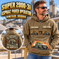 Personalized SUPER 2000-3i Asphalt Paver Operator Vintage Hoodie in Kaki, front and back artwork with YOUR NAME and SINCE 2000 sample text.