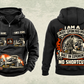 Personalized SP 25i Concrete Slipform Paver Operator Vintage Hoodie in black, front and back artwork with YOUR NAME and SINCE 2000 sample text.