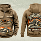 Personalized SP 94i Concrete Slipform Paver Operator Vintage Hoodie in kaki, front and back artwork with YOUR NAME and SINCE 2000 sample text.