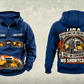 Personalized RM500B Road Reclaimer Operator Vintage Hoodie in dark-blue, front and back artwork with YOUR NAME and SINCE 2000 sample text.