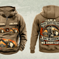 Personalized SB-2500 Material Transfer Vehicle Operator Vintage Hoodie in kaki, front and back artwork with YOUR NAME and SINCE 2000 sample text.