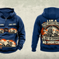 Personalized E2850C Material Transfer Vehicle Operator Vintage Hoodie in dark-blue, front and back artwork with YOUR NAME and SINCE 2000 sample text.
