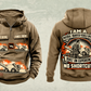 Personalized E2850C Material Transfer Vehicle Operator Vintage Hoodie in kaki, front and back artwork with YOUR NAME and SINCE 2000 sample text.
