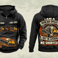 Personalized T655III Trencher Operator Vintage Hoodie in black, front and back artwork with YOUR NAME and SINCE 2000 sample text.