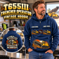 Personalized T655III Trencher Operator Vintage Hoodie in Dark Blue, front and back artwork with YOUR NAME and SINCE 2000 sample text.