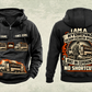 Personalized TRUVAC HXX Truck-Mounted Hydrovac Vintage Hoodie in black, front and back artwork with YOUR NAME and SINCE 2000 sample text.