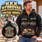 Personalized TRUVAC HXX Truck-Mounted Hydrovac Vintage Hoodie in Black, front and back artwork with YOUR NAME and SINCE 2000 sample text.