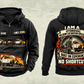 Personalized Vermeer VX50-800 Trailer Vacuum Excavator Vintage Hoodie in black, front and back artwork with YOUR NAME and SINCE 2000 sample text.