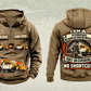 Personalized Vermeer VX50-800 Trailer Vacuum Excavator Vintage Hoodie in kaki, front and back artwork with YOUR NAME and SINCE 2000 sample text.