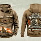 Personalized Bauer BG 28 H BT 85 Foundation Drilling Rig Vintage Hoodie in kaki, front and back artwork with YOUR NAME and SINCE 2000 sample text.