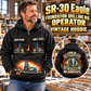 Personalized Soilmec SR-30 Eagle Foundation Drilling Rig Vintage Hoodie in Black, front and back artwork with YOUR NAME and SINCE 2000 sample text.