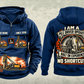 Personalized Junttan PM25H Pile Driver Vintage Hoodie in dark-blue, front and back artwork with YOUR NAME and SINCE 2000 sample text.