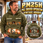 Personalized Junttan PM25H Pile Driver Vintage Hoodie in Military Green, front and back artwork with YOUR NAME and SINCE 2000 sample text.