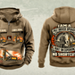 Personalized Junttan PM25H Pile Driver Vintage Hoodie in kaki, front and back artwork with YOUR NAME and SINCE 2000 sample text.