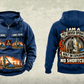 Personalized Junttan PMx25 Pile Driver Vintage Hoodie in dark-blue, front and back artwork with YOUR NAME and SINCE 2000 sample text.