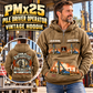 Personalized Junttan PMx25 Pile Driver Vintage Hoodie in Kaki, front and back artwork with YOUR NAME and SINCE 2000 sample text.
