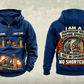Personalized Bauer MC 96 with BC 40 Diaphragm Wall Machine Vintage Hoodie in dark-blue, front and back artwork with YOUR NAME and SINCE 2000 sample text.