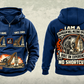 Personalized Liebherr HS 8100 HD with HSG 5-18 L Diaphragm Wall Machine Vintage Hoodie in dark-blue, front and back artwork with YOUR NAME and SINCE 2000 sample text.