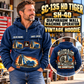 Personalized Soilmec SC-135 HD Tiger with SH-40 Diaphragm Wall Machine Vintage Hoodie in Dark Blue, front and back artwork with YOUR NAME and SINCE 2000 sample text.