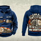 Personalized Robbins Main Beam TBM - Mill Creek Big Tex configuration Tunnel Boring Machine Vintage Hoodie in dark-blue, front and back artwork with YOUR NAME and SINCE 2000 sample text.