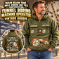 Personalized Robbins Main Beam TBM - Mill Creek Big Tex configuration Tunnel Boring Machine Vintage Hoodie in Military Green, front and back artwork with YOUR NAME and SINCE 2000 sample text.