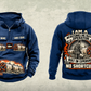 Personalized Akkerman SL44C Microtunnelling Machine Vintage Hoodie in dark-blue, front and back artwork with YOUR NAME and SINCE 2000 sample text.