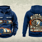 Personalized Akkerman SL74P Microtunnelling Machine Vintage Hoodie in dark-blue, front and back artwork with YOUR NAME and SINCE 2000 sample text.