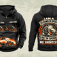 Personalized JLG 1055 Telehandler Vintage Hoodie in black, front and back artwork with YOUR NAME and SINCE 2000 sample text.