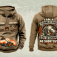 Personalized JLG 1055 Telehandler Vintage Hoodie in kaki, front and back artwork with YOUR NAME and SINCE 2000 sample text.