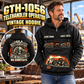 Personalized Genie GTH-1056 Telehandler Vintage Hoodie in Black, front and back artwork with YOUR NAME and SINCE 2000 sample text.