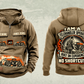 Personalized Genie GTH-1056 Telehandler Vintage Hoodie in kaki, front and back artwork with YOUR NAME and SINCE 2000 sample text.