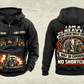 Personalized JCB 930 Rough-Terrain Forklift Vintage Hoodie in black, front and back artwork with YOUR NAME and SINCE 2000 sample text.