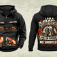 Personalized Manitou M 50-4 Rough-Terrain Forklift Vintage Hoodie in black, front and back artwork with YOUR NAME and SINCE 2000 sample text.