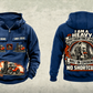 Personalized Manitou M 50-4 Rough-Terrain Forklift Vintage Hoodie in dark-blue, front and back artwork with YOUR NAME and SINCE 2000 sample text.