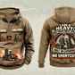 Personalized Manitou M 50-4 Rough-Terrain Forklift Vintage Hoodie in kaki, front and back artwork with YOUR NAME and SINCE 2000 sample text.