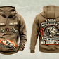 Personalized Sennebogen 825 E Material Handler Vintage Hoodie in kaki, front and back artwork with YOUR NAME and SINCE 2000 sample text.