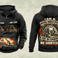 Personalized Sennebogen 830 E Material Handler Vintage Hoodie in black, front and back artwork with YOUR NAME and SINCE 2000 sample text.
