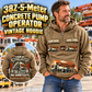 Personalized Putzmeister 38Z-5-Meter Concrete Pump Vintage Hoodie in Kaki, front and back artwork with YOUR NAME and SINCE 2000 sample text.