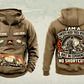 Personalized McNeilus Standard Rear Discharge Mixer Concrete Mixer Truck Vintage Hoodie in kaki, front and back artwork with YOUR NAME and SINCE 2000 sample text.