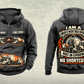 Personalized Oshkosh S-Series Front Discharge Concrete Mixer Truck Vintage Hoodie in dark-gray, front and back artwork with YOUR NAME and SINCE 2000 sample text.