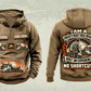 Personalized Oshkosh S-Series Front Discharge Concrete Mixer Truck Vintage Hoodie in kaki, front and back artwork with YOUR NAME and SINCE 2000 sample text.