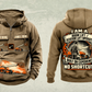 Personalized JLG 600S Telescopic Boom Lift Vintage Hoodie in kaki, front and back artwork with YOUR NAME and SINCE 2000 sample text.