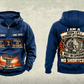 Personalized Genie GS-1930 Scissor Lift Vintage Hoodie in dark-blue, front and back artwork with YOUR NAME and SINCE 2000 sample text.