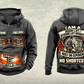 Personalized Genie GS-1930 Scissor Lift Vintage Hoodie in dark-gray, front and back artwork with YOUR NAME and SINCE 2000 sample text.