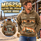 Personalized MD6250 Blasthole Drill Operator Vintage Hoodie in Kaki, front and back artwork with YOUR NAME and SINCE 2000 sample text.